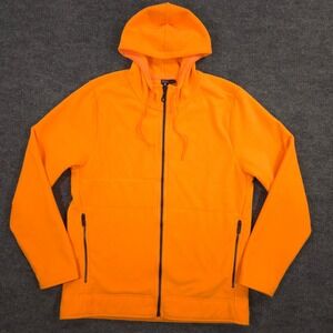 NOBULL Arctic Jacket Mens Large Bright Orange Full Zip Fleece Hoodie Made In USA